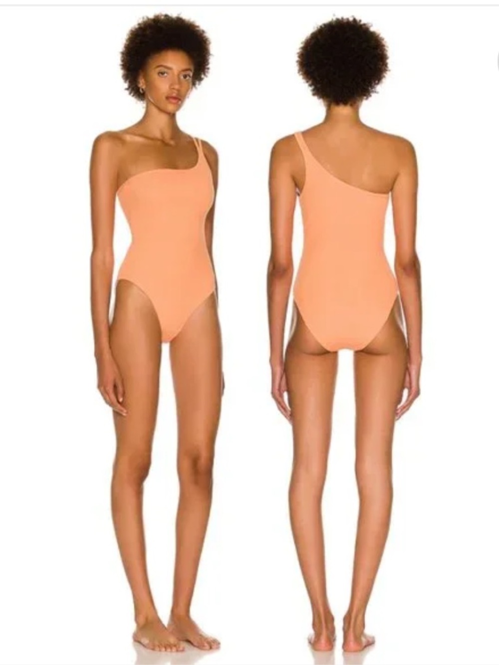 SOLD Jonathan Simkhai One Shoulder Swimsuit Papaya Orange Textured NWT Large